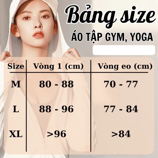 bảng size áo tập gym yoga